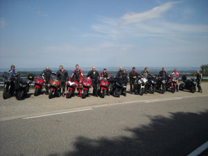 Motorcycle tour group riding